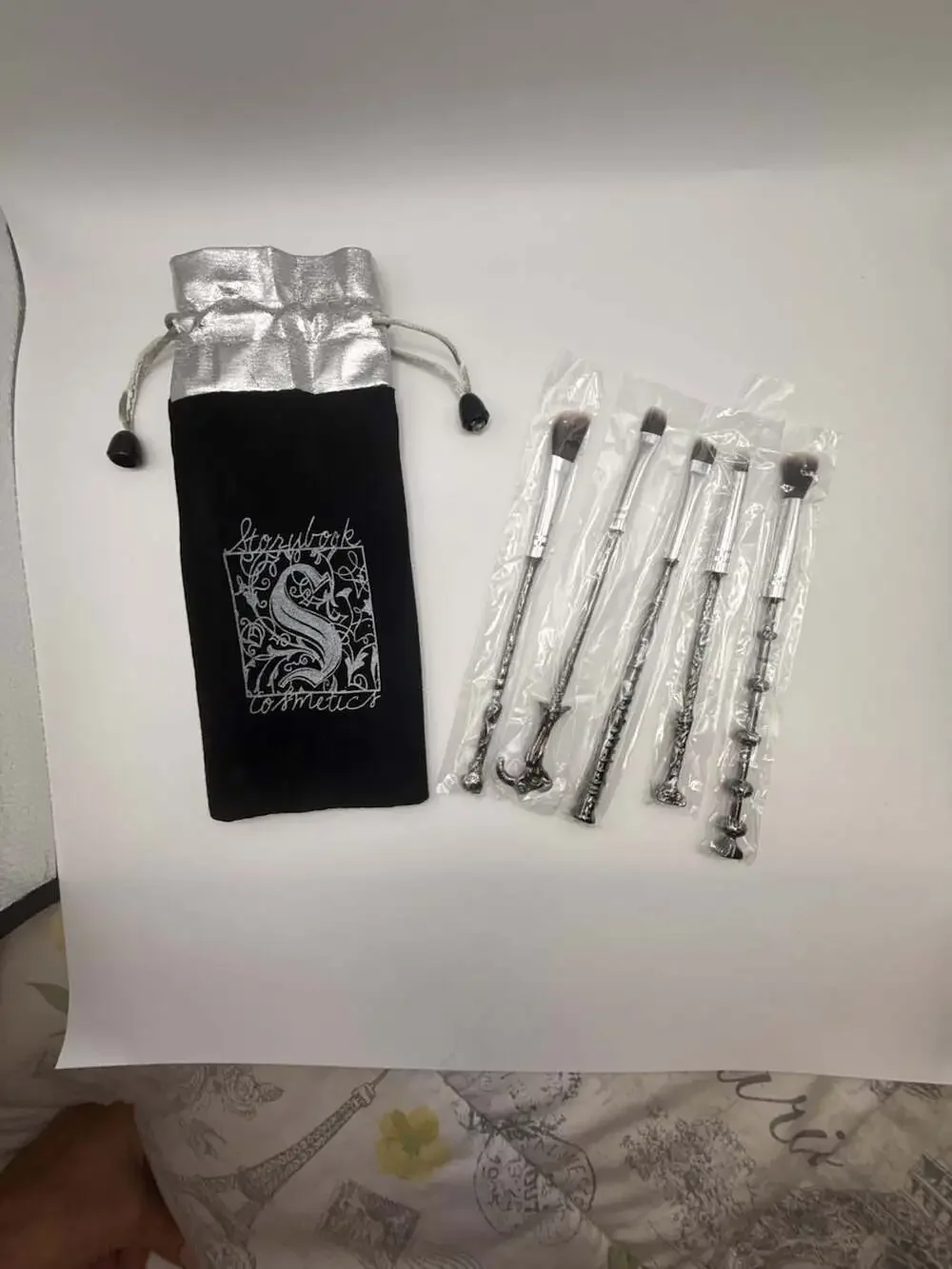 Storybook Cosmetics 5-Piece Wizard Wand Makeup Brush Set with Pouch